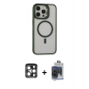 MARSİLYAN™- iPhone 15 Pro Max Kılıf Ahenk Klasik Özel Seri - Siyah Vanessa Magic Cam + PVD Metal Kamera Lens - LT