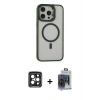 MARSİLYAN™- iPhone 15 Pro Max Kılıf Ahenk Klasik Özel Seri - Siyah Vanessa Magic Cam + PVD Metal Kamera Lens - SH