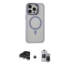 MARSİLYAN™- iPhone 15 Pro Max Kılıf Ahenk Klasik Özel Seri - Siyah Vanessa Magic Hayalet Cam + Gümüş Raze Metal Kamera Lens