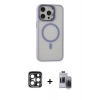 MARSİLYAN™- iPhone 15 Pro Max Kılıf Ahenk Klasik Özel Seri - Siyah Vanessa Magic Hayalet Cam + PVD Metal Kamera Lens - LT