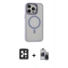 MARSİLYAN™- iPhone 15 Pro Max Kılıf Ahenk Klasik Özel Seri - Siyah Vanessa Magic Hayalet Cam + PVD Metal Kamera Lens - SH