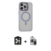 MARSİLYAN™- iPhone 15 Pro Max Kılıf Ahenk Klasik Özel Seri - Siyah Vanessa Magic Hayalet Cam + PVD Metal Kamera Lens - TU