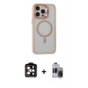 MARSİLYAN™- iPhone 15 Pro Max Kılıf Ahenk Klasik Özel Seri - Siyah Vanessa Magic Hayalet Cam + PVD Metal Kamera Lens - TU
