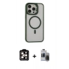 MARSİLYAN™- iPhone 15 Pro Max Kılıf Ahenk Klasik Özel Seri - Siyah Vanessa Magic Hayalet Cam + PVD Metal Kamera Lens - TU