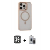 MARSİLYAN™- iPhone 15 Pro Max Kılıf Ahenk Klasik Özel Seri - Siyah Vanessa Magic Hayalet Cam + PVD Metal Kamera Lens - GI