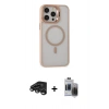 MARSİLYAN™- iPhone 15 Pro Max Kılıf Ahenk Klasik Özel Seri - Siyah Vanessa Magic Hayalet Cam + Raze Metal Kamera Lens - TMGI