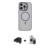 MARSİLYAN™- iPhone 15 Pro Max Kılıf Ahenk Klasik Özel Seri - Siyah Vanessa Magic Hayalet Cam + Raze Metal Kamera Lens - TMGI