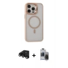 MARSİLYAN™- iPhone 15 Pro Max Kılıf Ahenk Klasik Özel Seri - Siyah Vanessa Magic Hayalet Cam + Raze Metal Kamera Lens - SH