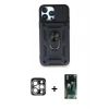MARSİLYAN™- iPhone 15 Pro Max Kılıf Ahenk Klasik - Şeffaf 360 Full Body Arka Koruyucu + PVD Metal Kamera Lens - GS