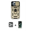 MARSİLYAN™- iPhone 15 Pro Max Kılıf Ahenk Klasik - Şeffaf 360 Full Body Arka Koruyucu + PVD Metal Kamera Lens - LT