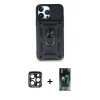 MARSİLYAN™- iPhone 15 Pro Max Kılıf Ahenk Klasik - Şeffaf 360 Full Body Arka Koruyucu + PVD Metal Kamera Lens - LT