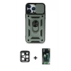 MARSİLYAN™- iPhone 15 Pro Max Kılıf Ahenk Klasik - Şeffaf 360 Full Body Arka Koruyucu + PVD Metal Kamera Lens - LT