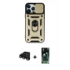 MARSİLYAN™- iPhone 15 Pro Max Kılıf Ahenk Klasik - Şeffaf 360 Full Body Arka Koruyucu + Raze Metal Kamera Lens - SH
