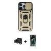 MARSİLYAN™- iPhone 15 Pro Max Kılıf Ahenk Klasik - Şeffaf 360 Full Body Arka Koruyucu + Raze Metal Kamera Lens - TMGI
