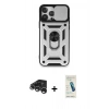 MARSİLYAN™- iPhone 15 Pro Max Kılıf Ahenk Klasik - Şeffaf Pasifik Cam Ekran Koruyucu + Raze Metal Kamera Lens - GS