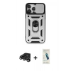 MARSİLYAN™- iPhone 15 Pro Max Kılıf Ahenk Klasik - Şeffaf Pasifik Cam Ekran Koruyucu + Raze Metal Kamera Lens - TMGI