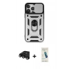 MARSİLYAN™- iPhone 15 Pro Max Kılıf Ahenk Klasik - Şeffaf Pasifik Cam Ekran Koruyucu + Raze Metal Kamera Lens - SH