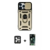MARSİLYAN™- iPhone 15 Pro Max Kılıf Ahenk Klasik - Siyah 360 Mat Full Body Arka Koruyucu + PVD Metal Kamera Lens - GI