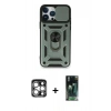 MARSİLYAN™- iPhone 15 Pro Max Kılıf Ahenk Klasik - Siyah 360 Mat Full Body Arka Koruyucu + PVD Metal Kamera Lens - GS