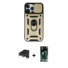 MARSİLYAN™- iPhone 15 Pro Max Kılıf Ahenk Klasik - Siyah 360 Mat Full Body Arka Koruyucu + Raze Metal Kamera Lens - GS