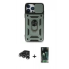 MARSİLYAN™- iPhone 15 Pro Max Kılıf Ahenk Klasik - Siyah 360 Mat Full Body Arka Koruyucu + Raze Metal Kamera Lens - GS