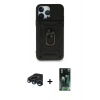 MARSİLYAN™- iPhone 15 Pro Max Kılıf Ahenk Klasik - Siyah 360 Mat Full Body Arka Koruyucu + Lacivert Raze Metal Kamera Lens