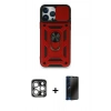 MARSİLYAN™- iPhone 15 Pro Max Kılıf Ahenk Klasik - Siyah 3D Antistatik Hayalet Cam Ekran Koruyucu + PVD Metal Kamera Lens - GS