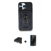 MARSİLYAN™- iPhone 15 Pro Max Kılıf Ahenk Klasik - Siyah 3D Antistatik Hayalet Cam Ekran Koruyucu + Raze Metal Kamera Lens - GS