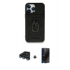 MARSİLYAN™- iPhone 15 Pro Max Kılıf Ahenk Klasik - Siyah 3D Antistatik Hayalet Cam Ekran Koruyucu + Raze Metal Kamera Lens - LT