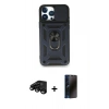 MARSİLYAN™- iPhone 15 Pro Max Kılıf Ahenk Klasik - Siyah 3D Antistatik Hayalet Cam Ekran Koruyucu + Raze Metal Kamera Lens - SH