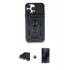 MARSİLYAN™- iPhone 15 Pro Max Kılıf Ahenk Klasik - Siyah 3D Antistatik Hayalet Cam Ekran Koruyucu + Raze Metal Kamera Lens - TMGI