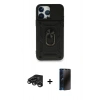 MARSİLYAN™- iPhone 15 Pro Max Kılıf Ahenk Klasik - Siyah 3D Antistatik Hayalet Cam Ekran Koruyucu + Raze Metal Kamera Lens - TMGI
