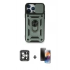 MARSİLYAN™- iPhone 15 Pro Max Kılıf Ahenk Klasik - Siyah 3D Antistatik Mat Seramik Nano Ekran Koruyucu + PVD Metal Kamera Lens - GI