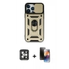 MARSİLYAN™- iPhone 15 Pro Max Kılıf Ahenk Klasik - Siyah 3D Antistatik Mat Seramik Nano Ekran Koruyucu + PVD Metal Kamera Lens - GI