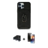 MARSİLYAN™- iPhone 15 Pro Max Kılıf Ahenk Klasik - Siyah 3D Antistatik Mat Seramik Nano Ekran Koruyucu + Raze Metal Kamera Lens - LT