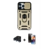 MARSİLYAN™- iPhone 15 Pro Max Kılıf Ahenk Klasik - Siyah 3D Antistatik Mat Seramik Nano Ekran Koruyucu + Raze Metal Kamera Lens - LT