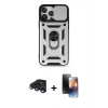 MARSİLYAN™- iPhone 15 Pro Max Kılıf Ahenk Klasik - Siyah 3D Antistatik Mat Seramik Nano Ekran Koruyucu + Raze Metal Kamera Lens - LT