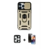 MARSİLYAN™- iPhone 15 Pro Max Kılıf Ahenk Klasik - Siyah 3D Antistatik Mat Seramik Nano Ekran Koruyucu + PVD Metal Kamera Lens - LT