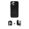 MARSİLYAN™- iPhone 15 Pro Max Kılıf Ahenk Klasik - Siyah 3D Antistatik Mat Seramik Nano Ekran Koruyucu + PVD Metal Kamera Lens - TU
