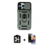 MARSİLYAN™- iPhone 15 Pro Max Kılıf Ahenk Klasik - Siyah 3D Antistatik Mat Seramik Nano Ekran Koruyucu + PVD Metal Kamera Lens - TU