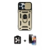 MARSİLYAN™- iPhone 15 Pro Max Kılıf Ahenk Klasik - Siyah 3D Antistatik Mat Seramik Nano Ekran Koruyucu + PVD Metal Kamera Lens - TU
