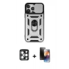 MARSİLYAN™- iPhone 15 Pro Max Kılıf Ahenk Klasik - Siyah 3D Antistatik Mat Seramik Nano Ekran Koruyucu + PVD Metal Kamera Lens - LT