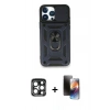 MARSİLYAN™- iPhone 15 Pro Max Kılıf Ahenk Klasik - Siyah 3D Antistatik Mat Seramik Nano Ekran Koruyucu + PVD Metal Kamera Lens - LT