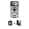 MARSİLYAN™- iPhone 15 Pro Max Kılıf Ahenk Klasik - Siyah 3D Antistatik Mat Seramik Nano Ekran Koruyucu + PVD Metal Kamera Lens - TU