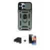 MARSİLYAN™- iPhone 15 Pro Max Kılıf Ahenk Klasik - Siyah 3D Antistatik Mat Seramik Nano Ekran Koruyucu + Raze Metal Kamera Lens - TMGI