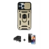 MARSİLYAN™- iPhone 15 Pro Max Kılıf Ahenk Klasik - Siyah 3D Antistatik Mat Seramik Nano Ekran Koruyucu + Raze Metal Kamera Lens - GS