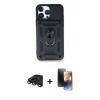 MARSİLYAN™- iPhone 15 Pro Max Kılıf Ahenk Klasik - Siyah 3D Antistatik Mat Seramik Nano Ekran Koruyucu + Raze Metal Kamera Lens - TMGI