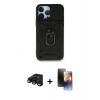 MARSİLYAN™- iPhone 15 Pro Max Kılıf Ahenk Klasik - Siyah 3D Antistatik Mat Seramik Nano Ekran Koruyucu + Raze Metal Kamera Lens - SH