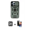 MARSİLYAN™- iPhone 15 Pro Max Kılıf Ahenk Klasik - Siyah 3D Antistatik Mat Seramik Nano Ekran Koruyucu + PVD Metal Kamera Lens - SH