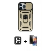 MARSİLYAN™- iPhone 15 Pro Max Kılıf Ahenk Klasik - Siyah 3D Antistatik Mat Seramik Nano Ekran Koruyucu + PVD Metal Kamera Lens - SH